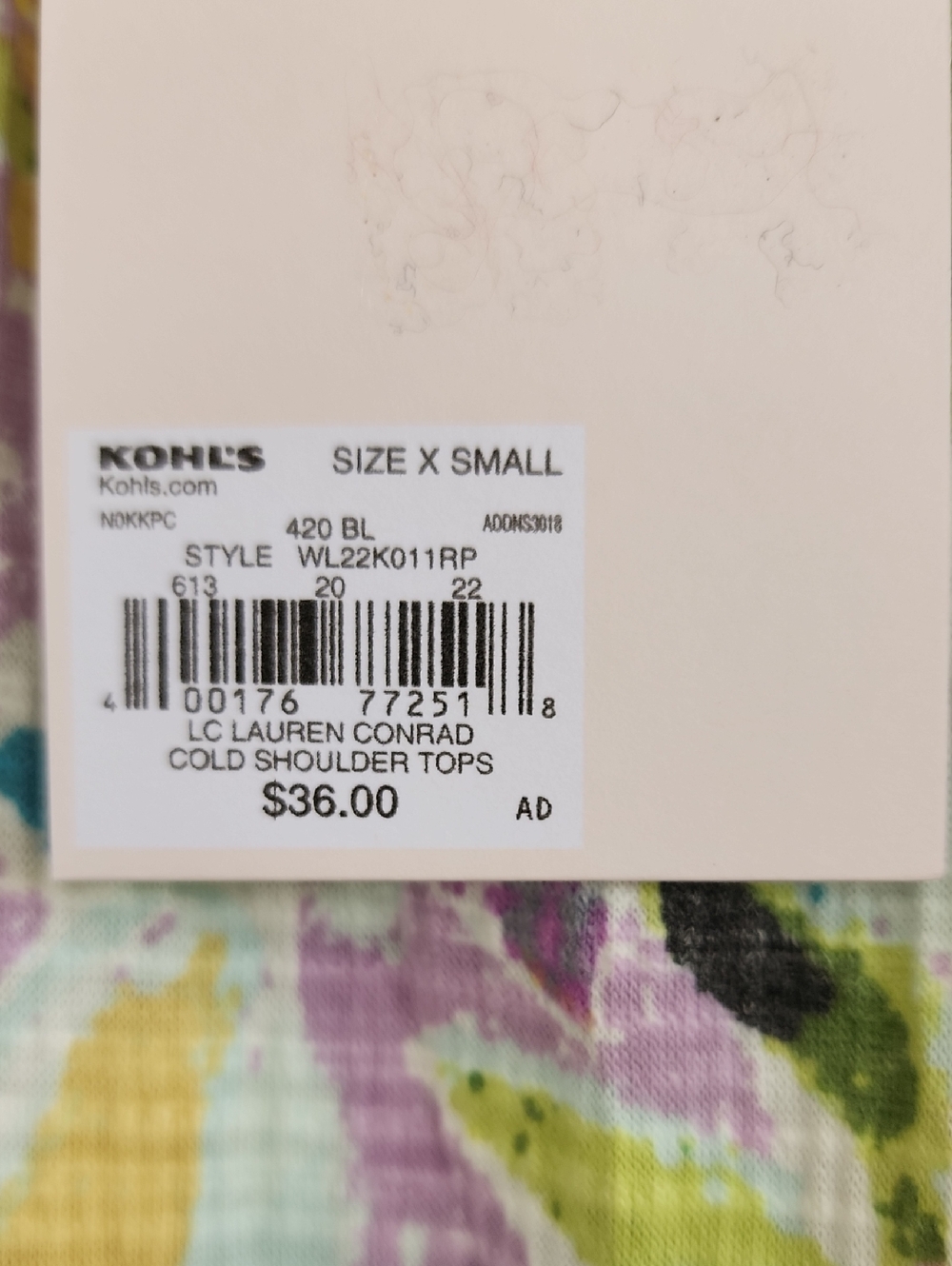 Lauren Conrad Size XS Floral Cold-Shoulder Women's Top with Eyelet Yoke - Mint - Picture 2 of 7